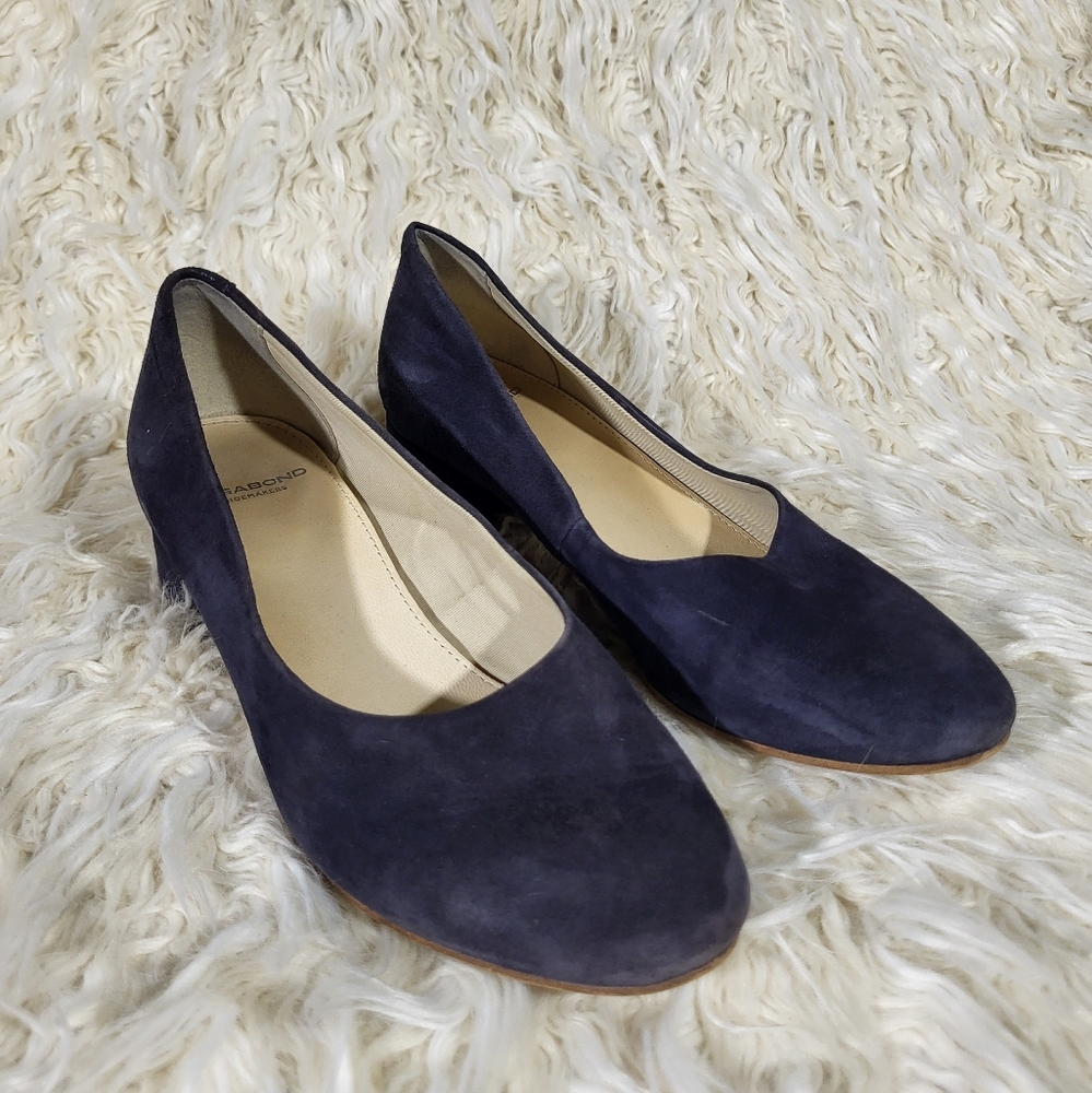 Vagabond Shoemakers Navy Blue Suede Low Heel Shoes Size EU 36 / US 6